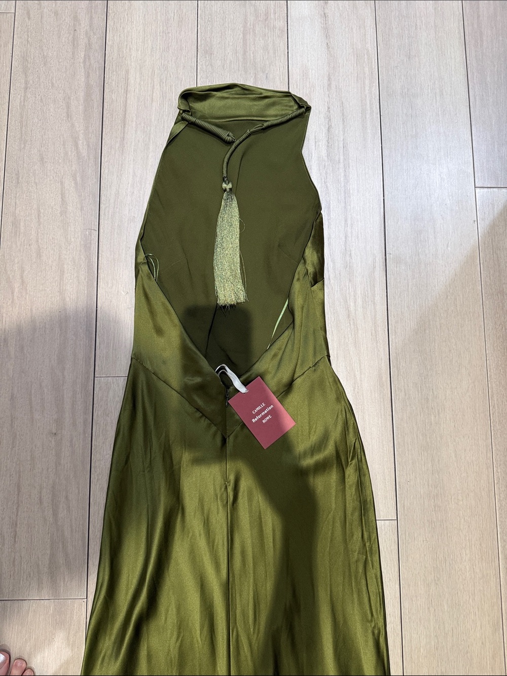 Reformation Camile Rowe Bianca Silk Dress Moss Garden - Picture 8 of 10